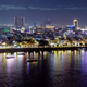 An aerial view of the skyline at dusk in Phnom Penh, Cambodia on December 8, 2018.